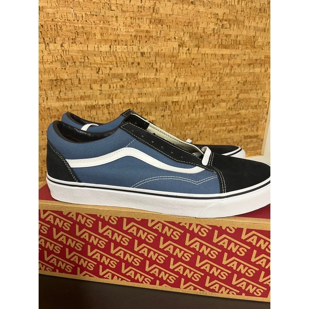New Vans Old Skool Navy Black White Suede Canvas Skate Shoes Mens 13 VN000D3HNVY